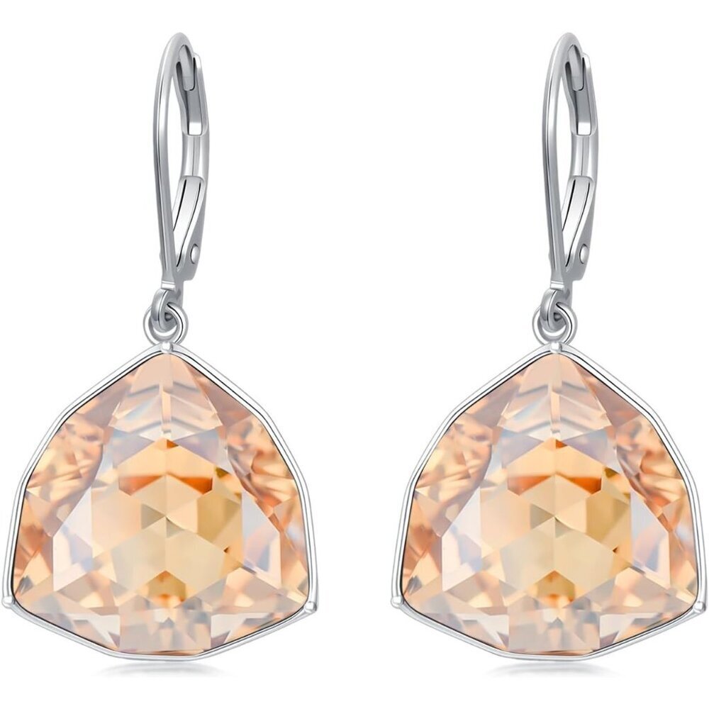 Sterling Silver Citrine Simple Geometric Birthstone Dangle Drop Earring Jewelry